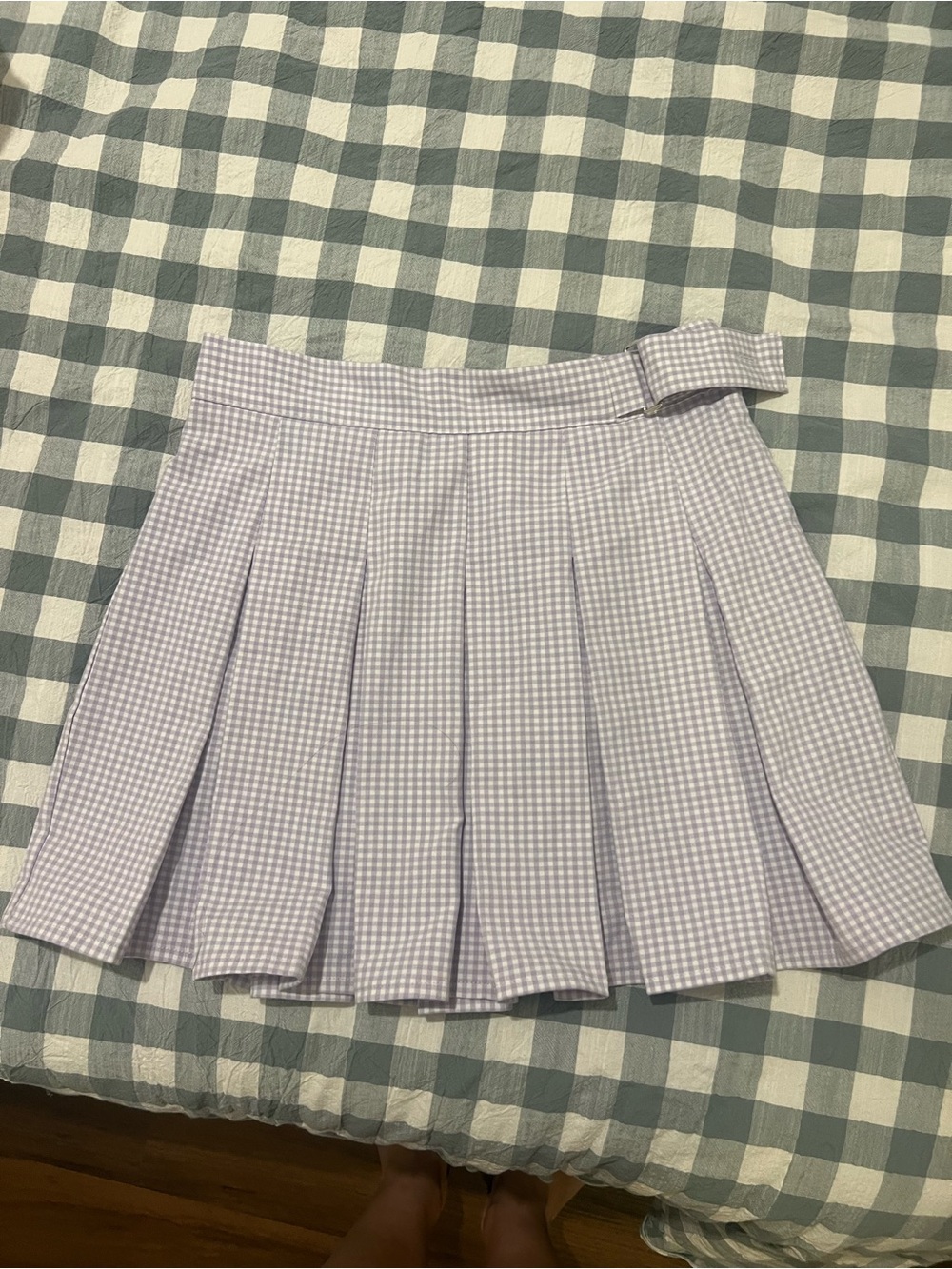 Pull&Bear Lavender Gingham Pleated Skirt
